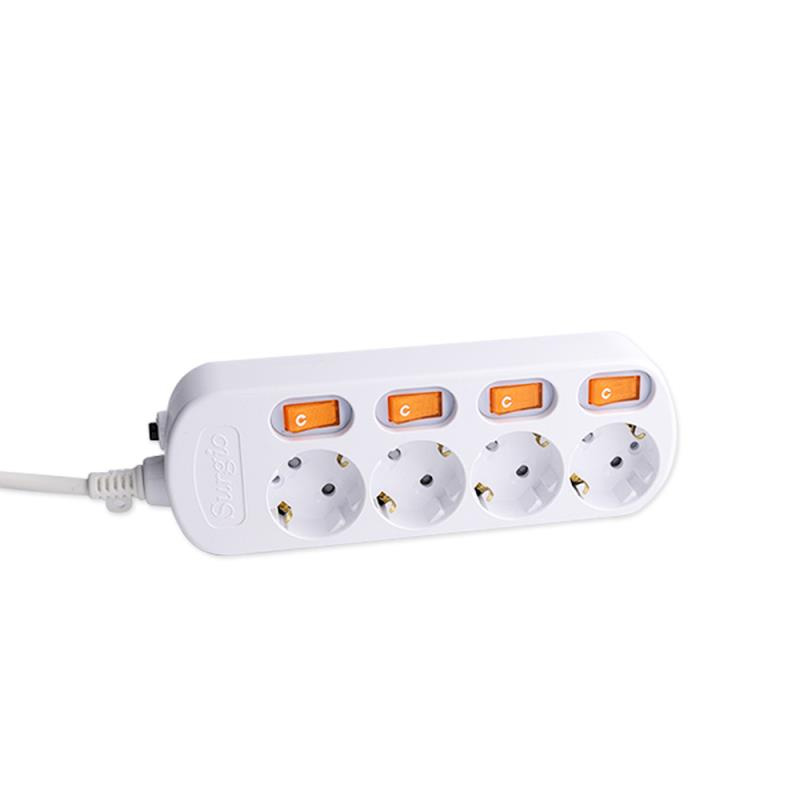 220V-250V 4 Outlets EU szabványos aljzat független kapcsolóval 220V-250V 4 Outlets EU szabványos aljzat független kapcsolóval